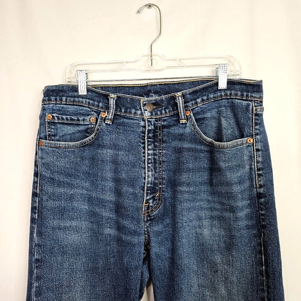 Men's LEVIS 505 Straight Leg Jeans size 36x34 MEDIUM WASH BLUE Denim Regular Fit - Picture 3 of 7